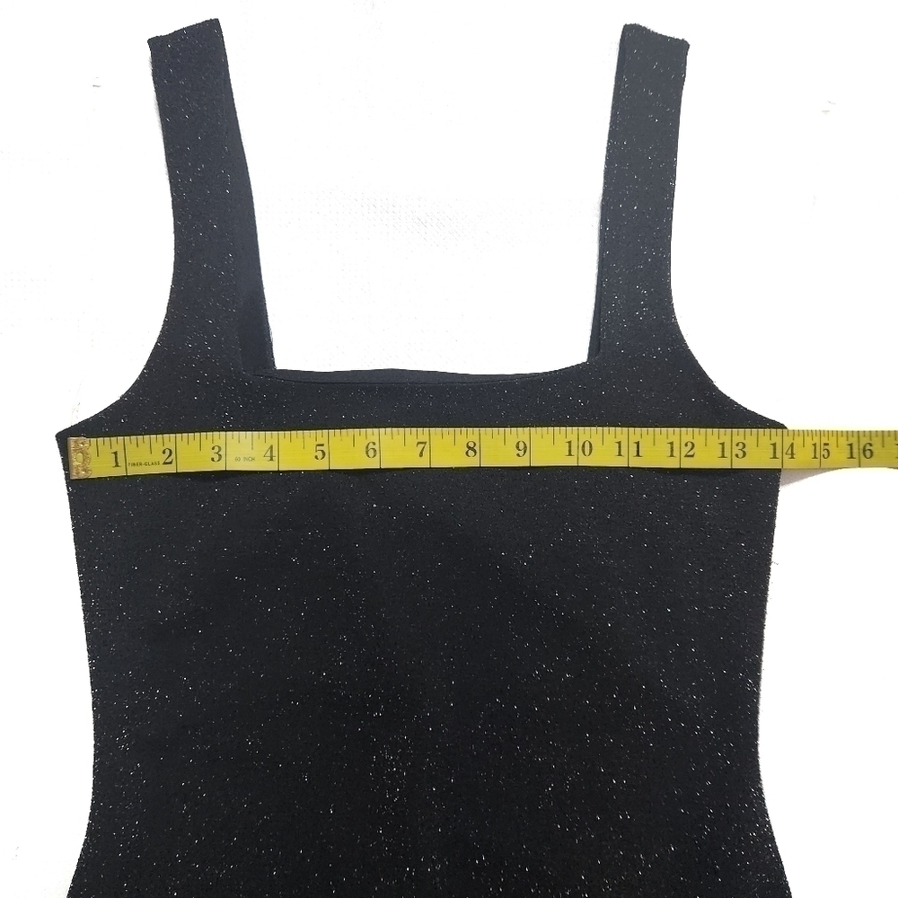 Poison Ivy Black Metallic Sparkle Midi Black Dress - Picture 3 of 8